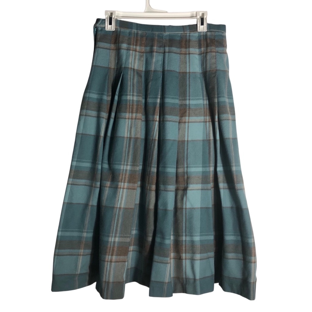 Pendleton Blue and Brown Plaid Midi Skirt - Picture 2 of 5